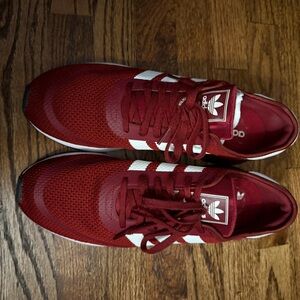 Adidas Men's Burgundy and White Sneakers